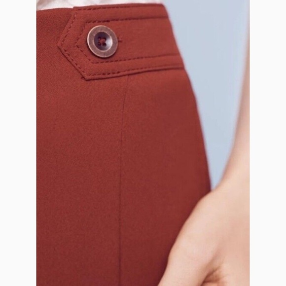 Anthropologie The Essential Culotte Wide Leg Capris Wine Red Size 0 - Picture 5 of 12